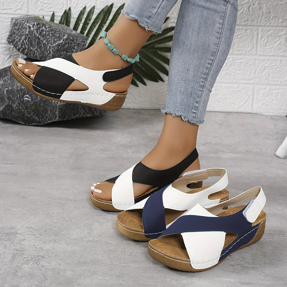 Elara Beaumont | Colourblock Comfort Sandals For Women