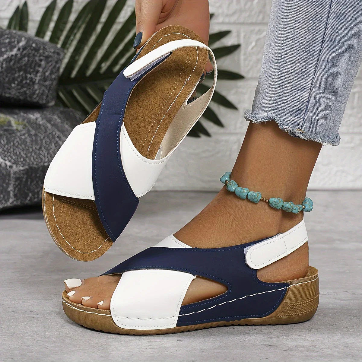 Elara Beaumont | Colourblock Comfort Sandals For Women