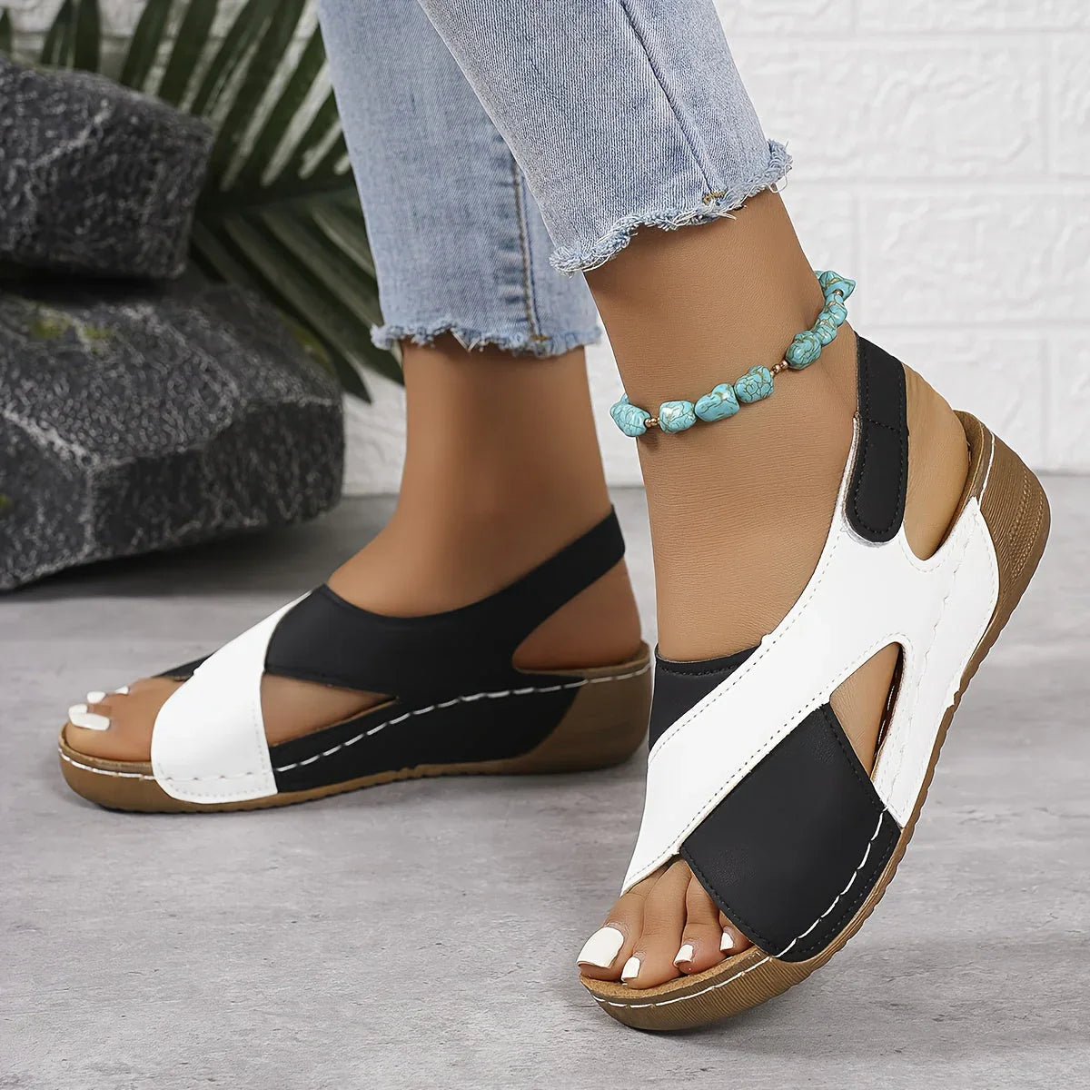 Elara Beaumont | Colourblock Comfort Sandals For Women