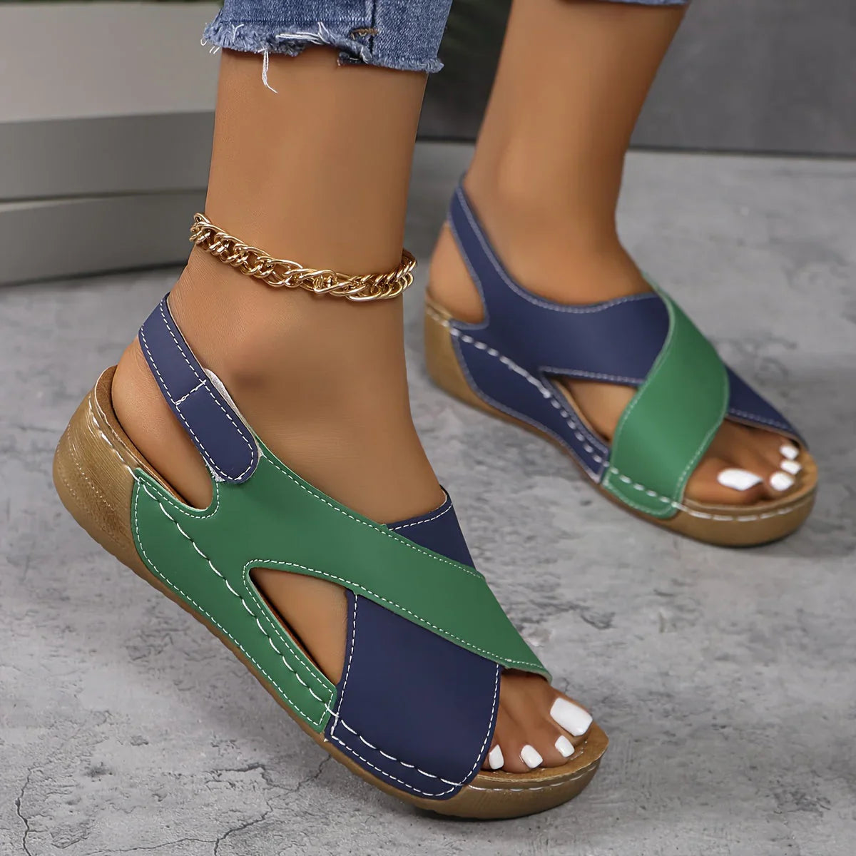 Elara Beaumont | Colourblock Comfort Sandals For Women