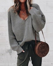 Aurélie Bernard | Relaxed V-Neck Knit Jumper With Soft Drape For Women