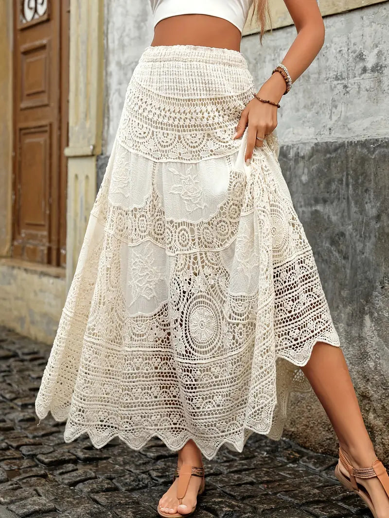 Elodie Rousseau | Bohemian Lace Maxi Skirt For Women