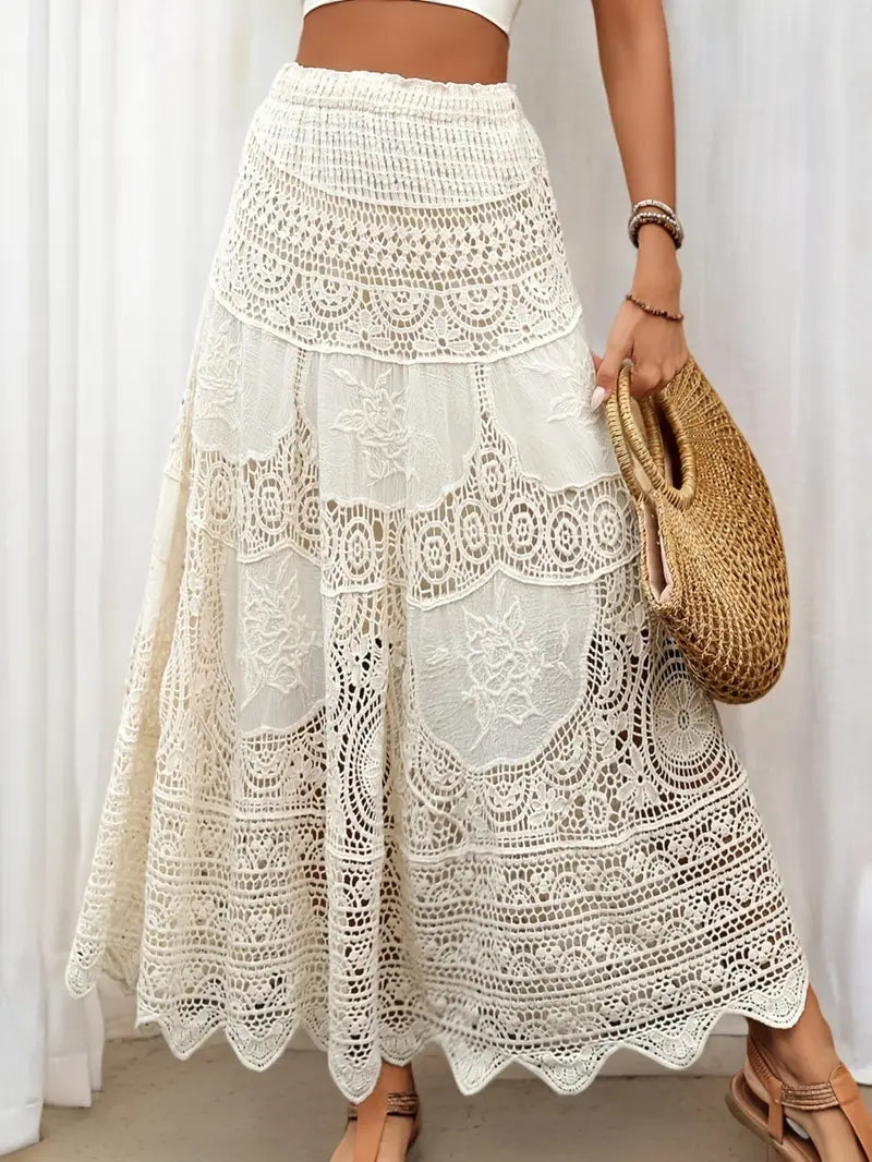 Elodie Rousseau | Bohemian Lace Maxi Skirt For Women
