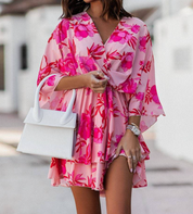 Sofia Bellini | Twist-Front Floral Mini Dress with Layered Ruffles For Women