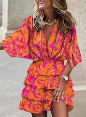 Sofia Bellini | Twist-Front Floral Mini Dress with Layered Ruffles For Women