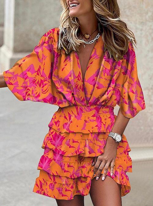 Sofia Bellini | Twist-Front Floral Mini Dress with Layered Ruffles For Women