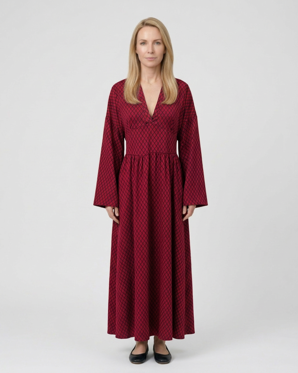 Sophie Delacroix | Elegant Long Sleeve Maxi Dress With Flowing Silhouette For Women