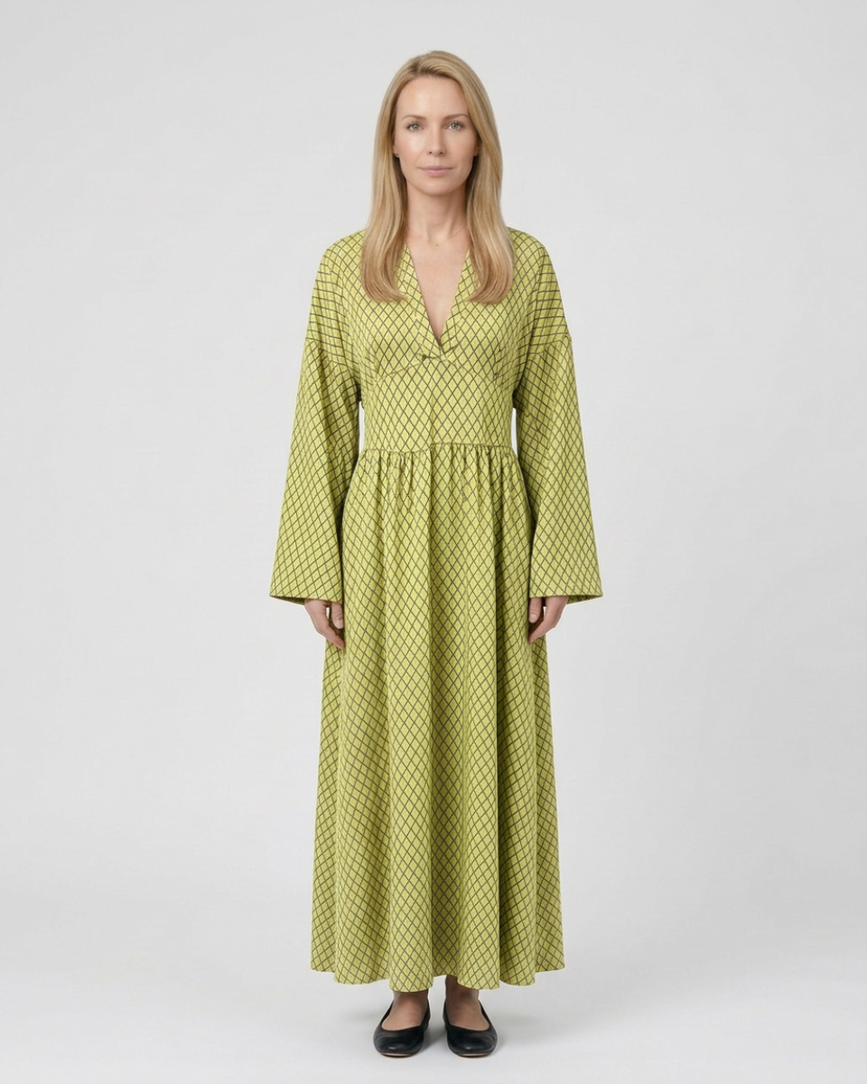 Sophie Delacroix | Elegant Long Sleeve Maxi Dress With Flowing Silhouette For Women