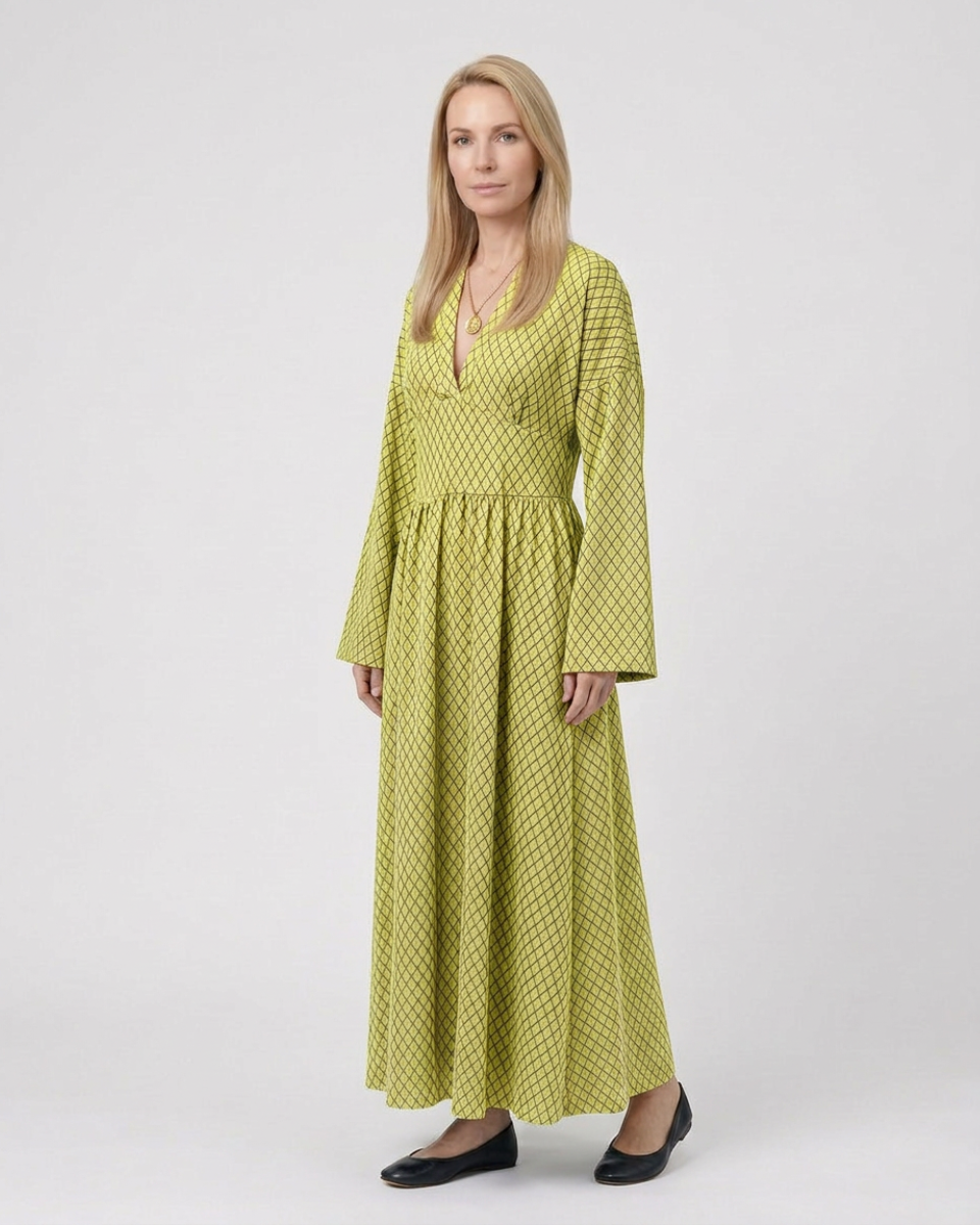 Sophie Delacroix | Elegant Long Sleeve Maxi Dress With Flowing Silhouette For Women