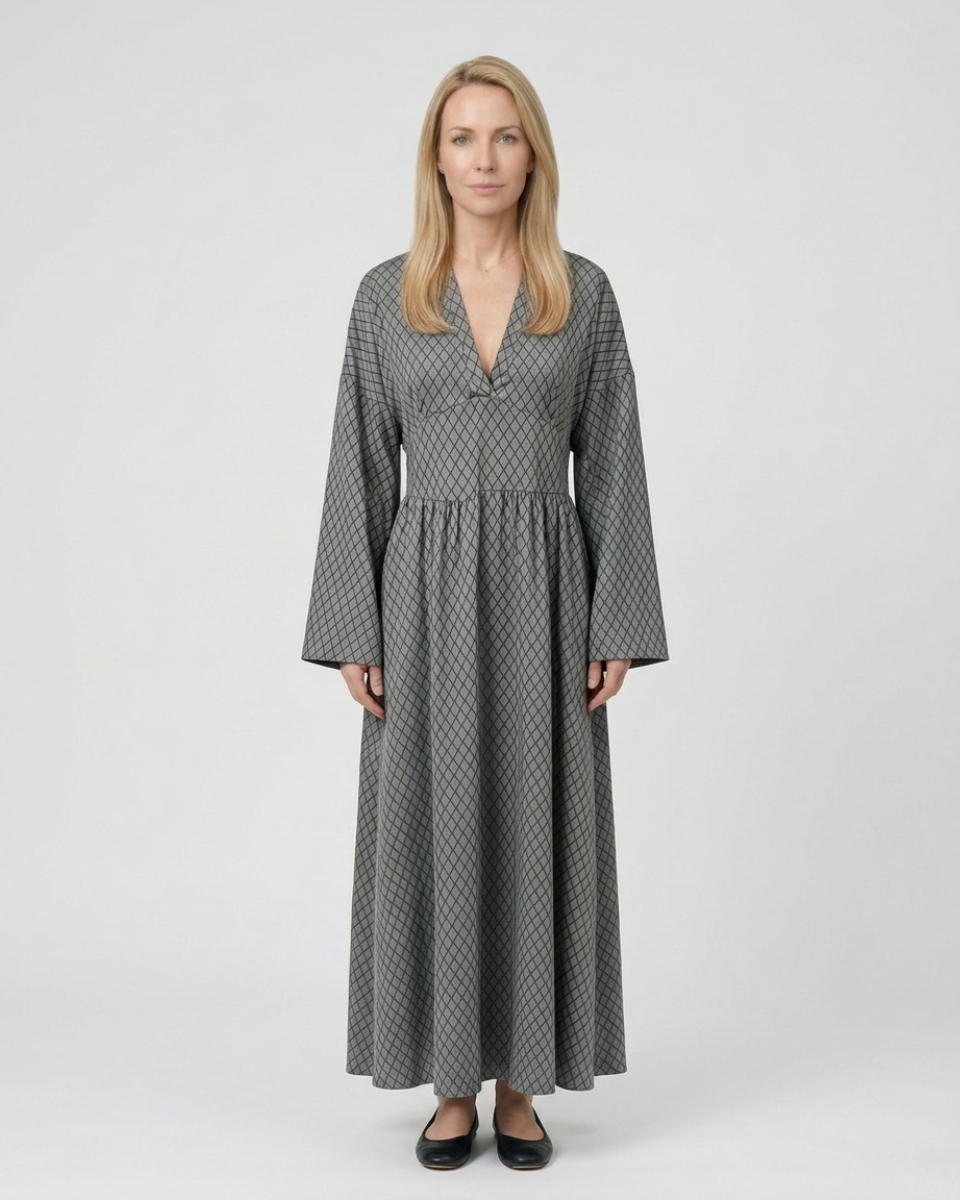 Sophie Delacroix | Elegant Long Sleeve Maxi Dress With Flowing Silhouette For Women