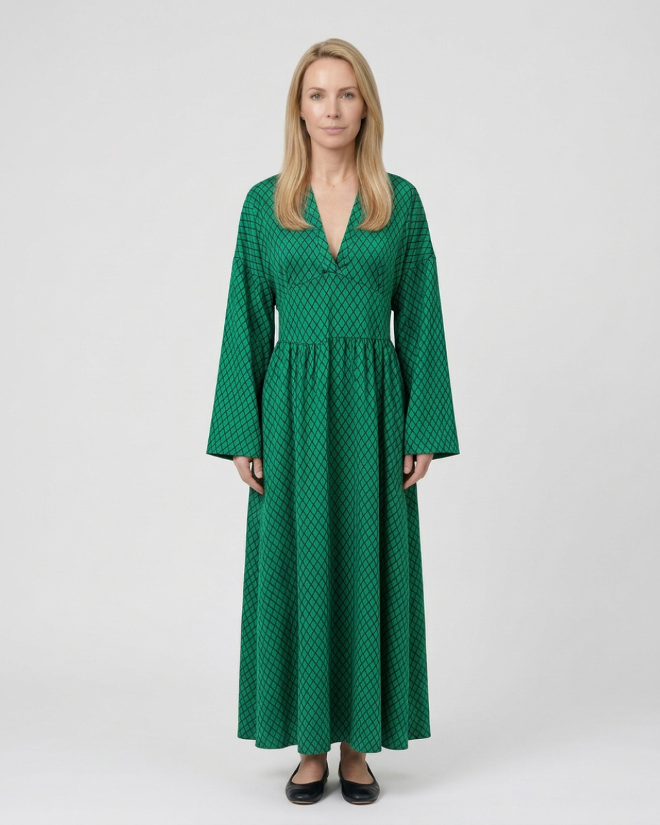 Sophie Delacroix | Elegant Long Sleeve Maxi Dress With Flowing Silhouette For Women