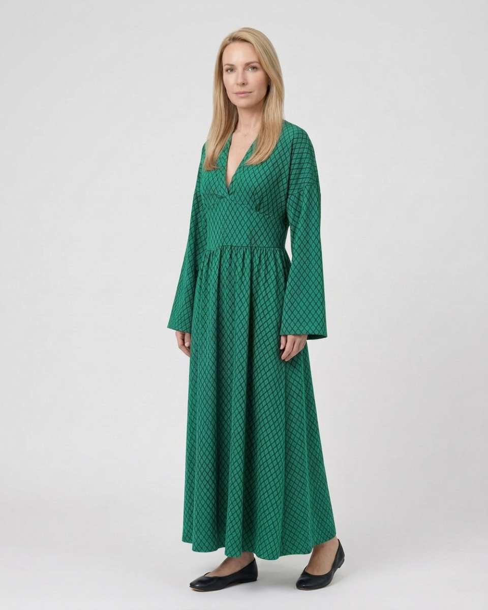 Sophie Delacroix | Elegant Long Sleeve Maxi Dress With Flowing Silhouette For Women