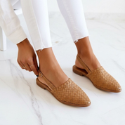 Isabella Rossi | Woven Leather Slip-On Flats with Artisan Finish For Women