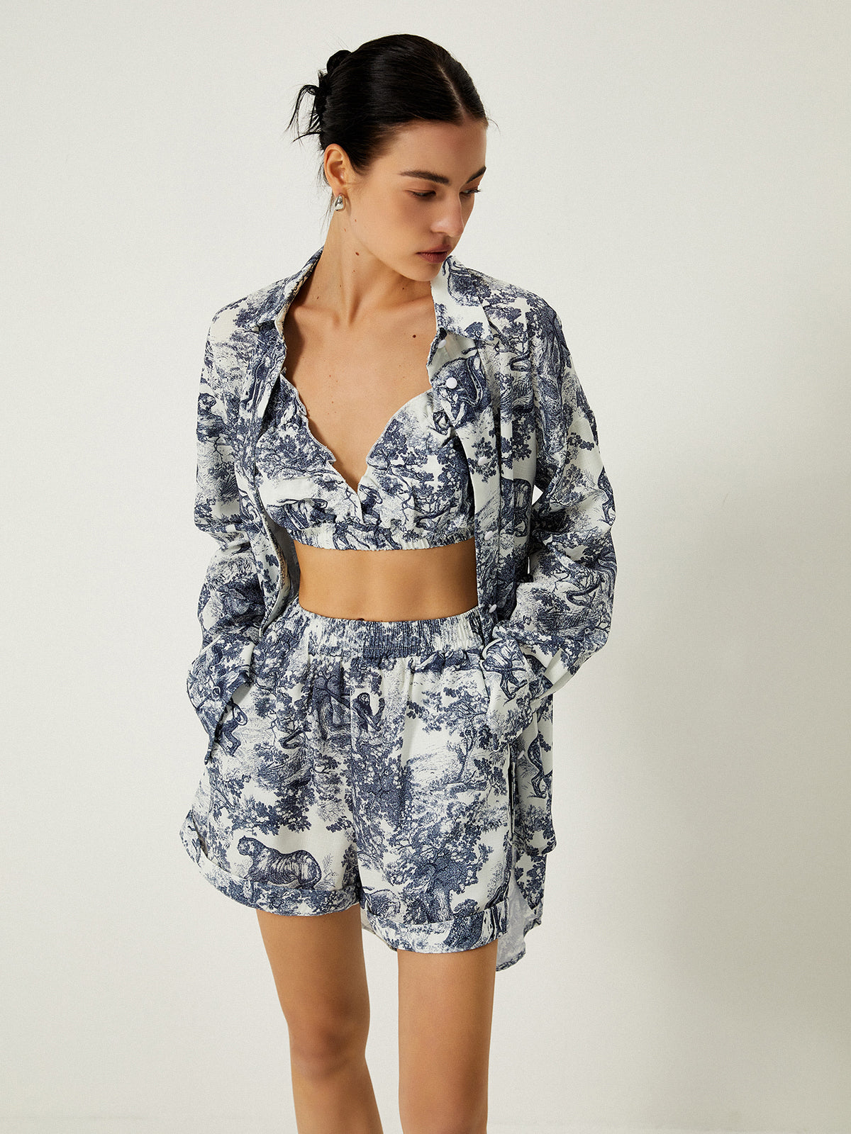 Grace Holloway | Blue Toile 3-Piece Printed Set For Women