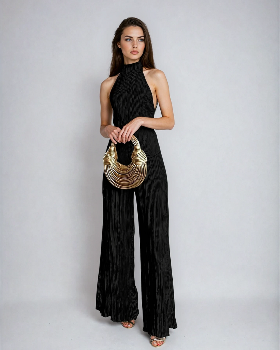 Serena Ashford | Pleated Halter Two-Piece Set For Women