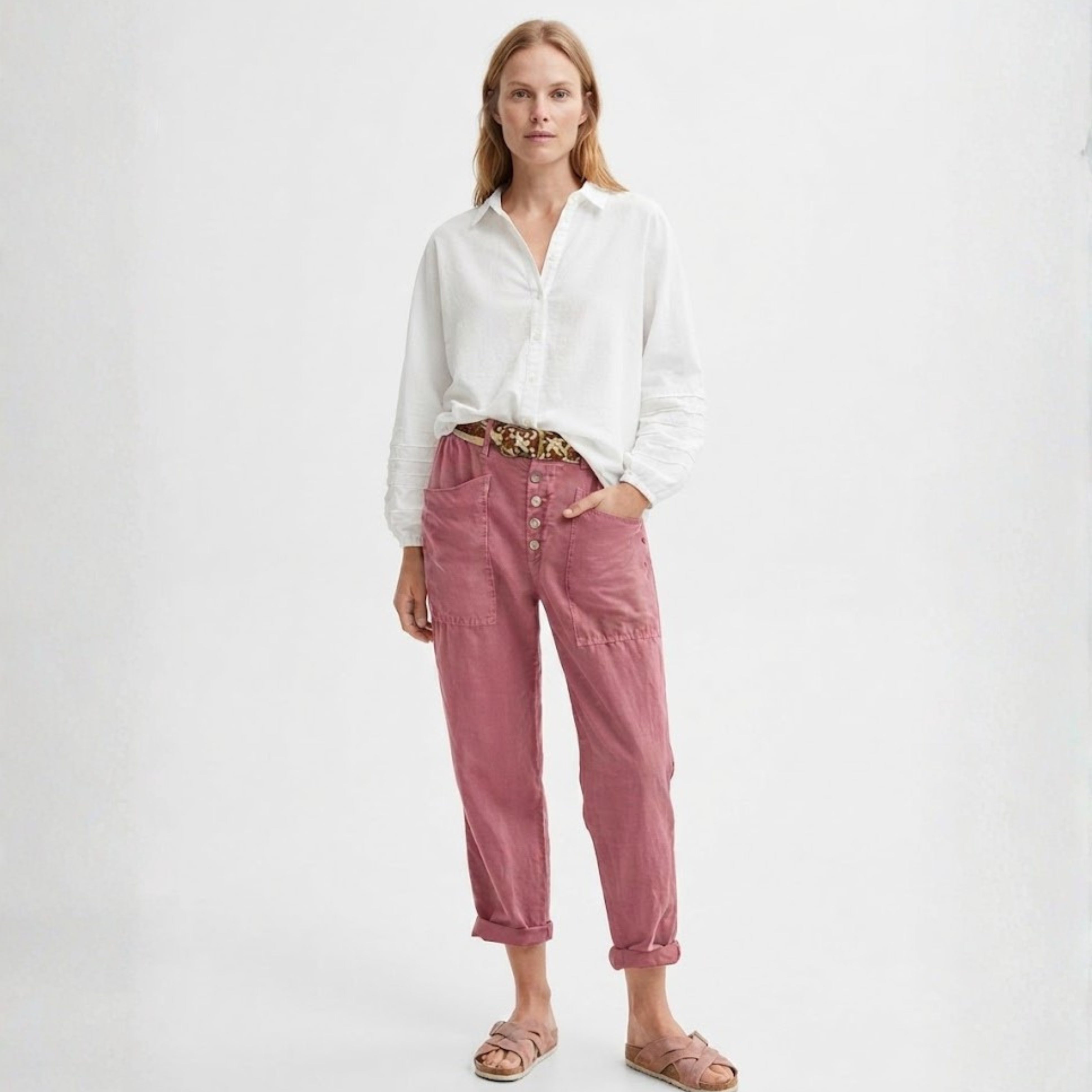Marnie Ellison | Linen Trousers With Button Detail For Women
