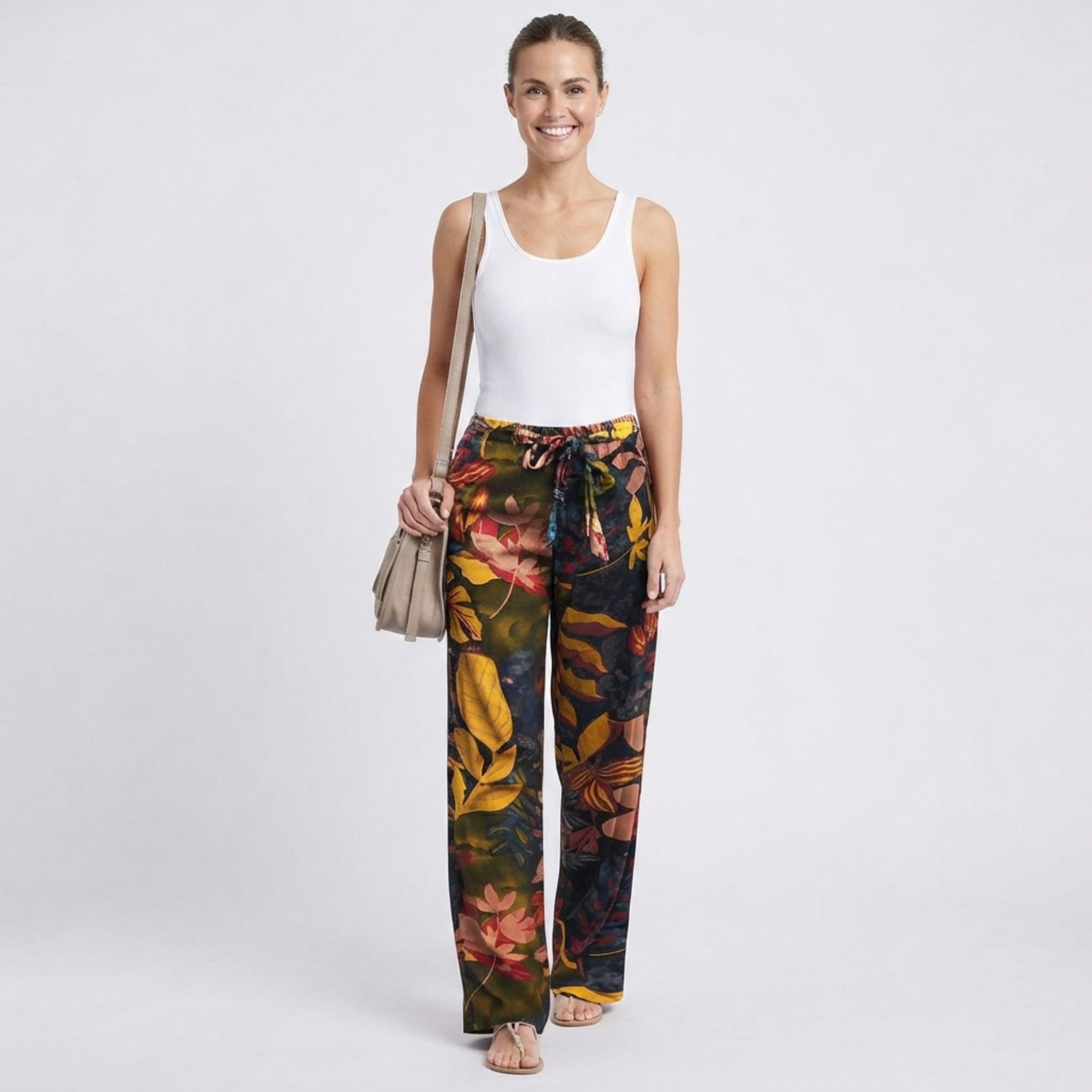 Matilda Ashworth | Floral Linen Wide-Leg Pants For Women