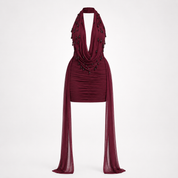 Matilda Henley | Embellished Halter Draped Mini Dress For Women