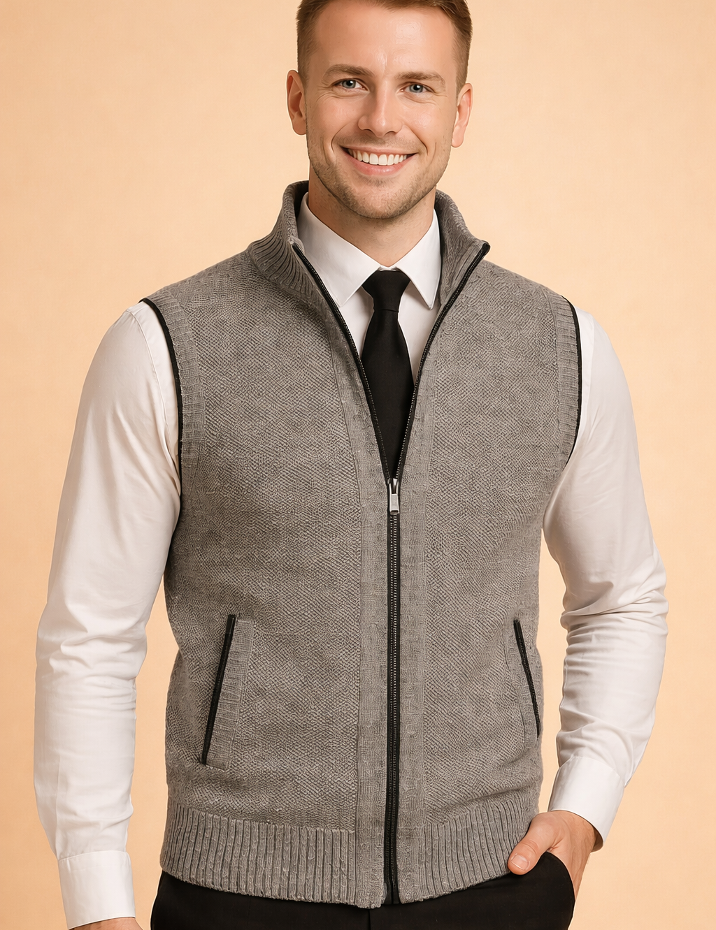 Luca Moretti | Refined Knit Zip Bodywarmer For Men