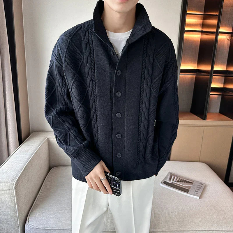 Alessio Romano | Premium Cable Knit Cardigan For Men