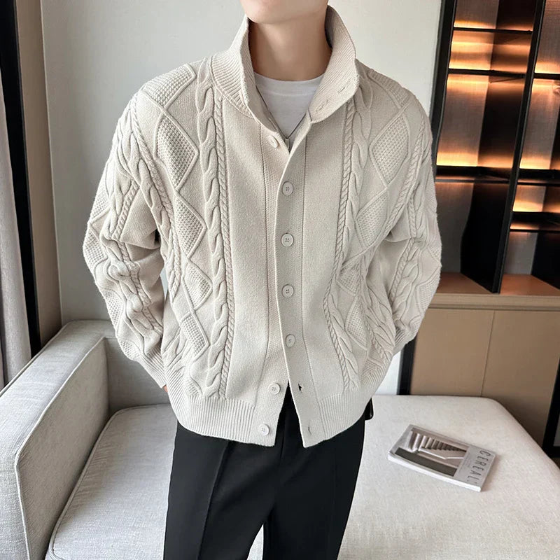 Alessio Romano | Premium Cable Knit Cardigan For Men