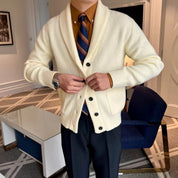 Luca Bianchi | Ribbed Knit Shawl Collar Cardigan with Timeless Comfort For Men