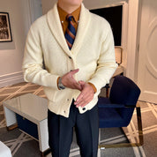 Luca Bianchi | Ribbed Knit Shawl Collar Cardigan with Timeless Comfort For Men
