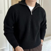 Men's Ribbed Half-Zip Knit Sweater — Winter Jumper Australia