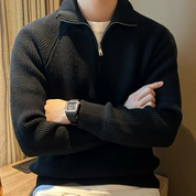 Men's Ribbed Half-Zip Knit Sweater — Winter Jumper Australia