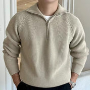 Men's Ribbed Half-Zip Knit Sweater — Winter Jumper Australia