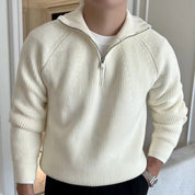Men's Ribbed Half-Zip Knit Sweater — Winter Jumper Australia