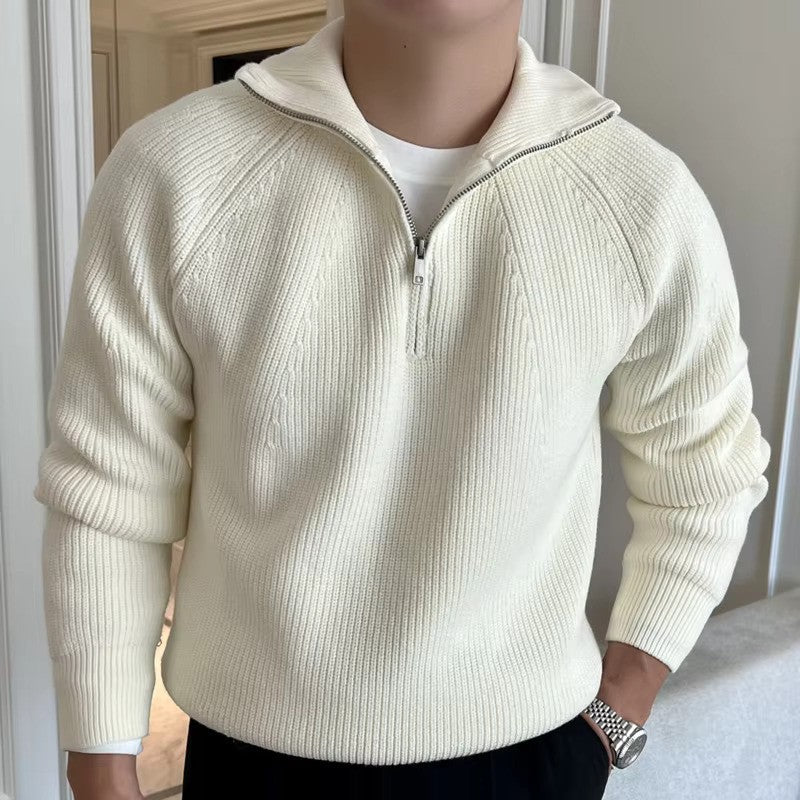 Men's Ribbed Half-Zip Knit Sweater — Winter Jumper Australia