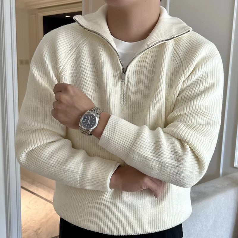 Men's Ribbed Half-Zip Knit Sweater — Winter Jumper Australia