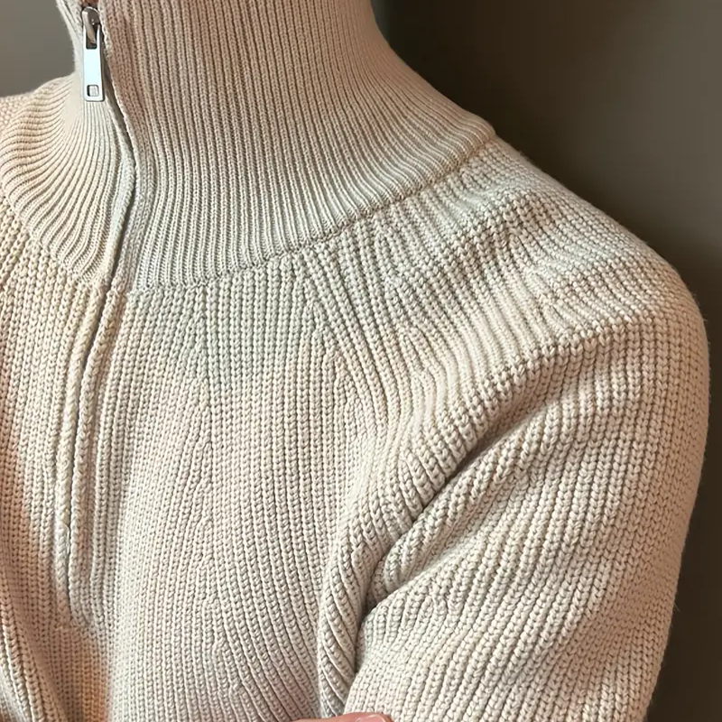 Men's Ribbed Half-Zip Knit Sweater — Winter Jumper Australia