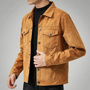 Men's Suede Trucker Jacket — Autumn Casual Outerwear