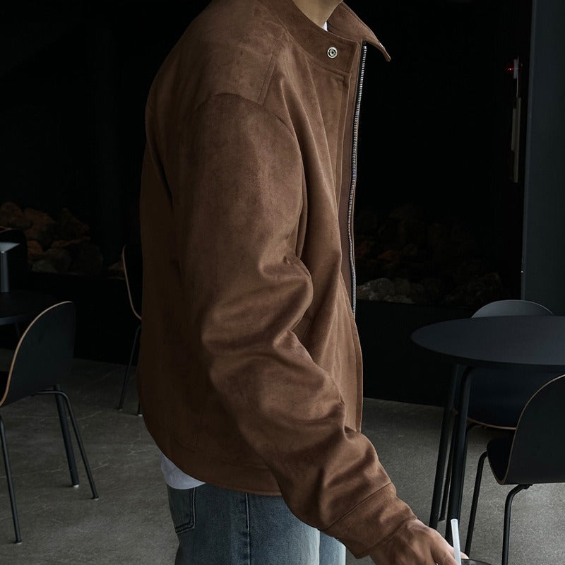 Alessandro Vitale | Suede Stand-Collar Jacket with Refined Minimal Fit For Men