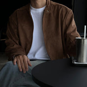 Alessandro Vitale | Suede Stand-Collar Jacket with Refined Minimal Fit For Men