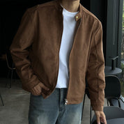 Alessandro Vitale | Suede Stand-Collar Jacket with Refined Minimal Fit For Men