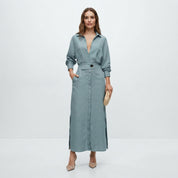 Mia Williams | Tied Waist Shirt Maxi Dress For Women