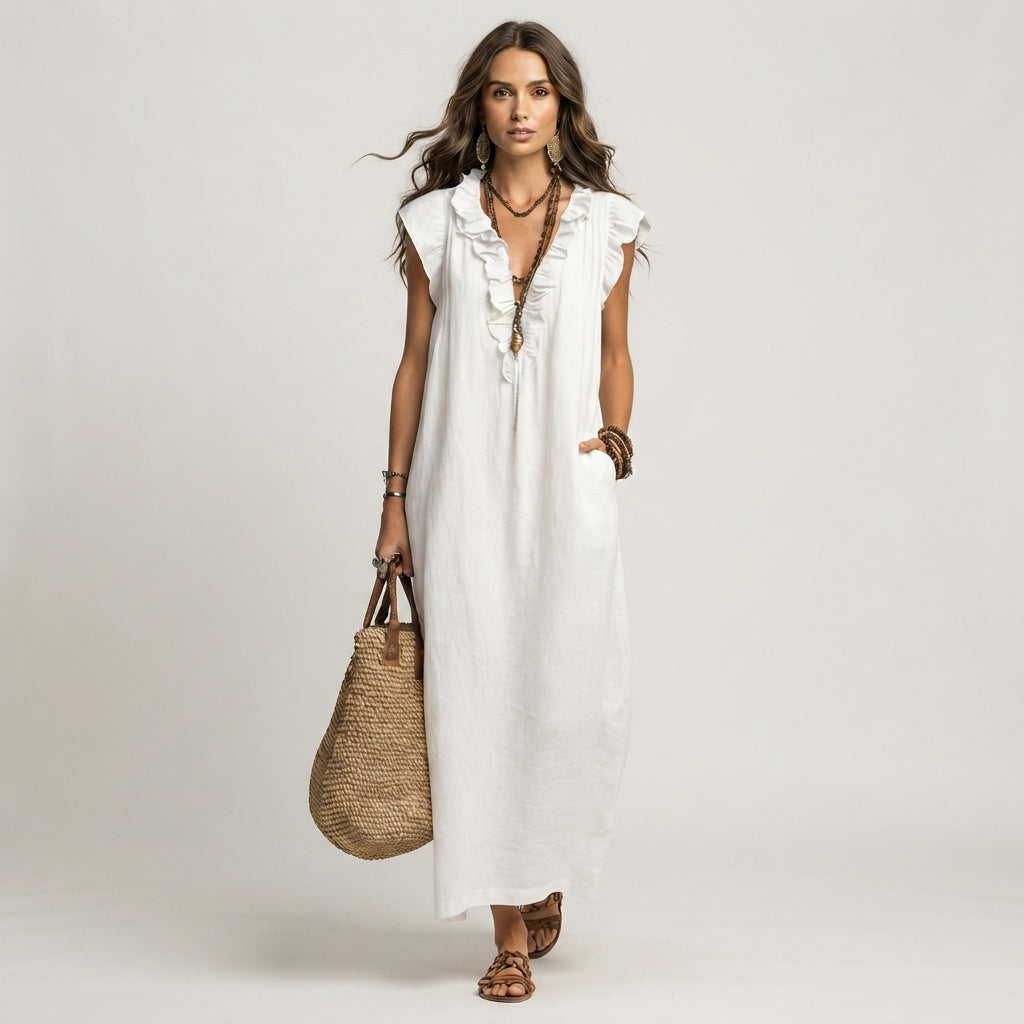 MiaWilsonBohemianRuffleV-NeckMaxiDressForWome-model.jpg