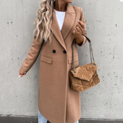 Elena Moreau | Elegant Wool Blend Long Coat For Women