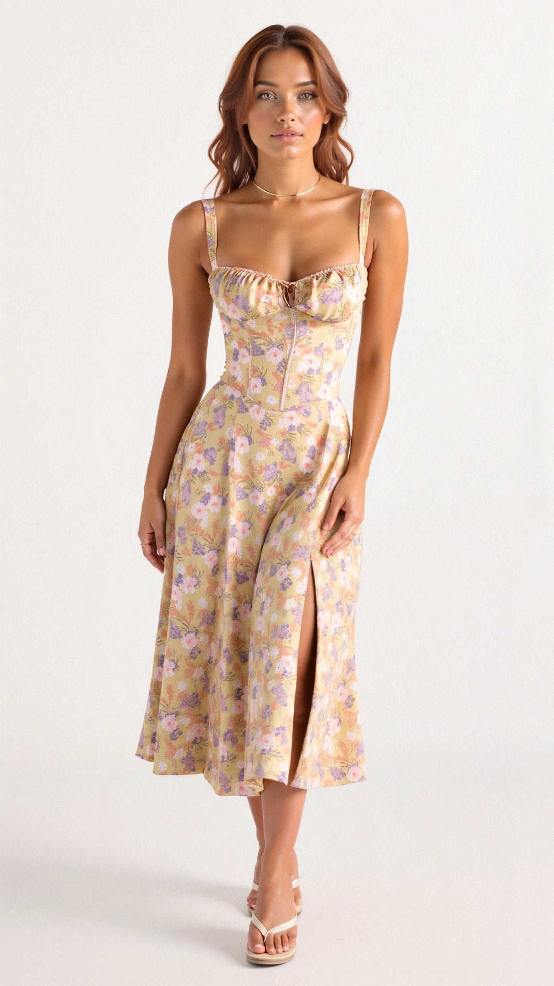 Isabella Monroe | Floral Corset Midi Dress For Women