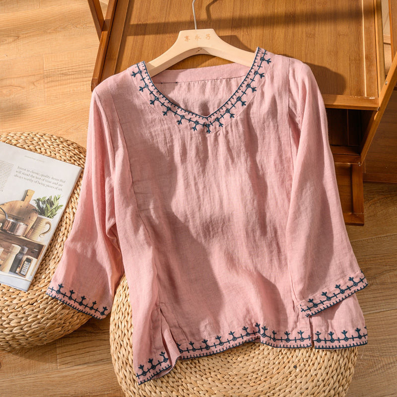 Phoebe Calderwood | Embroidered V-Neck Blouse For Women