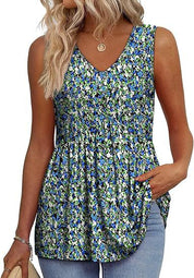 Isla Kavanagh | Sleeveless V-Neck Peplum Top For Women