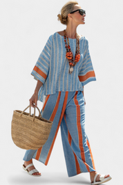 Elise Cunningham | Striped Linen Two-Piece Set For Women
