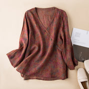 Maeve Holbrook | Paisley Print V-Neck Blouse For Women
