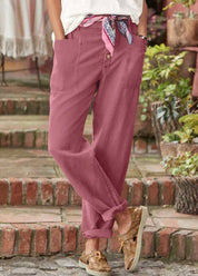 Marnie Ellison | Linen Trousers With Button Detail For Women