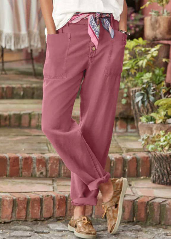 Marnie Ellison | Linen Trousers With Button Detail For Women
