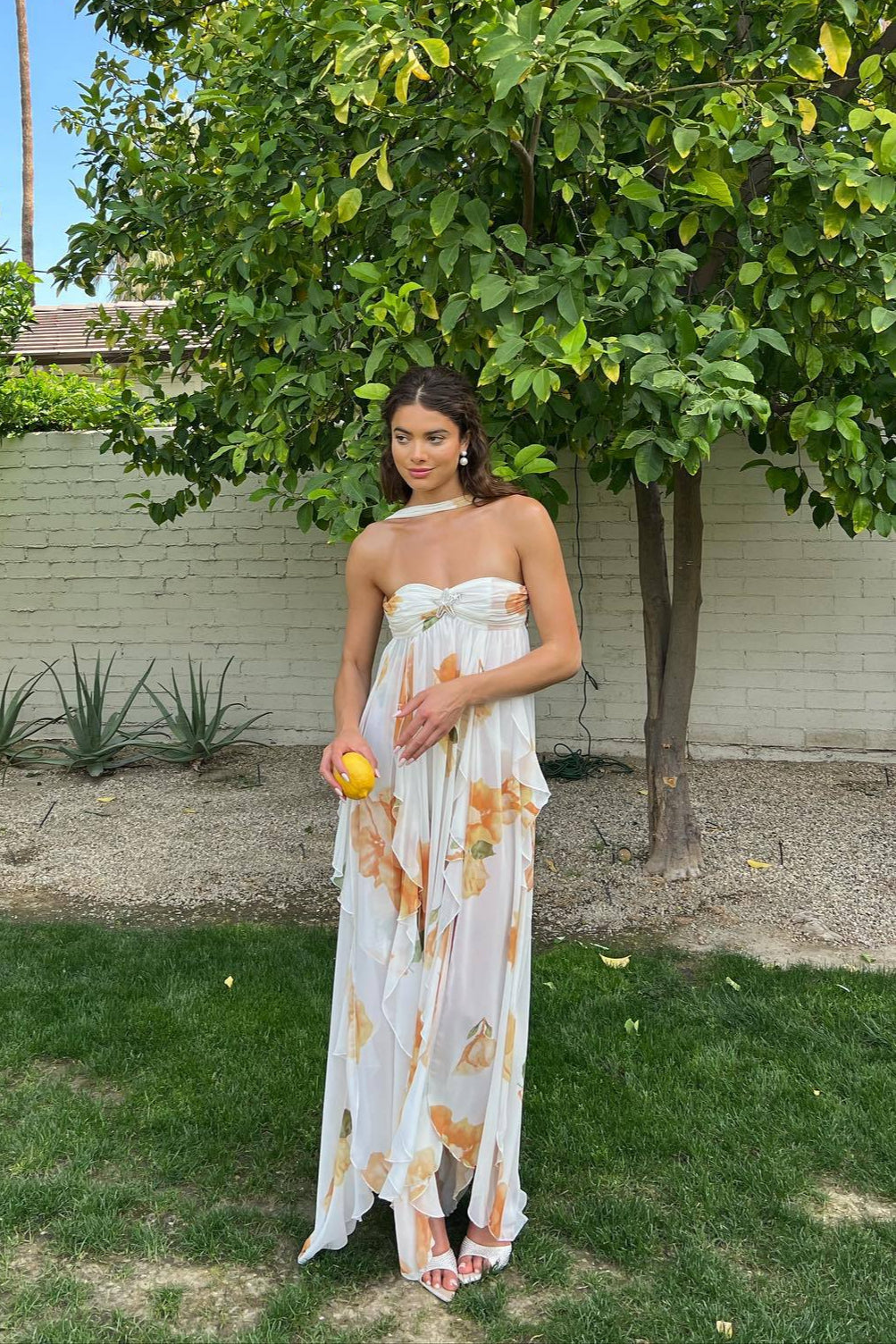 Phoebe Marchant | Halter Maxi Dress With Floral Print For Women