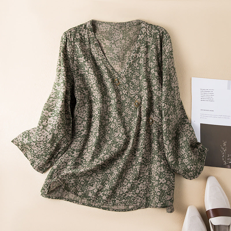 Maeve Holbrook | Paisley Print V-Neck Blouse For Women